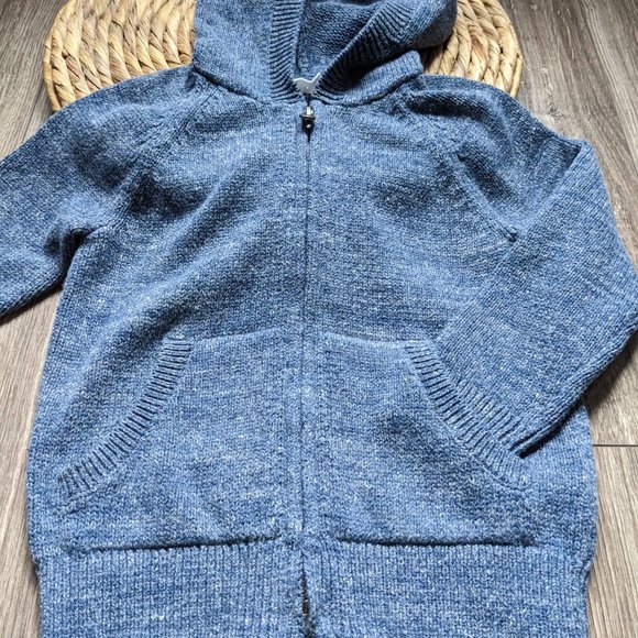 NWT Toddler Boy (5T) - GAP Navy Marl Hooded Zip Up Sweater - Picture 2 of 6